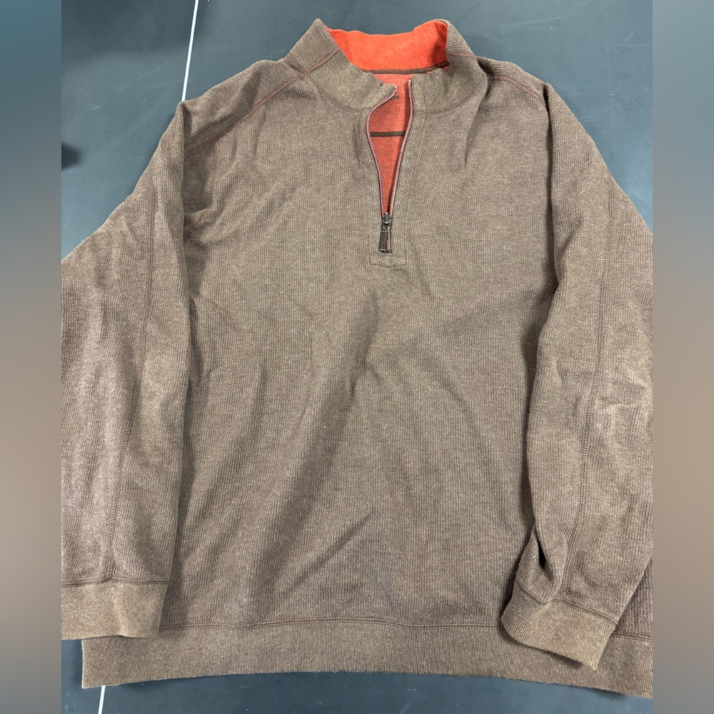 Tommy Bahama Reversible Brown and Rust Half-Zip Jacket